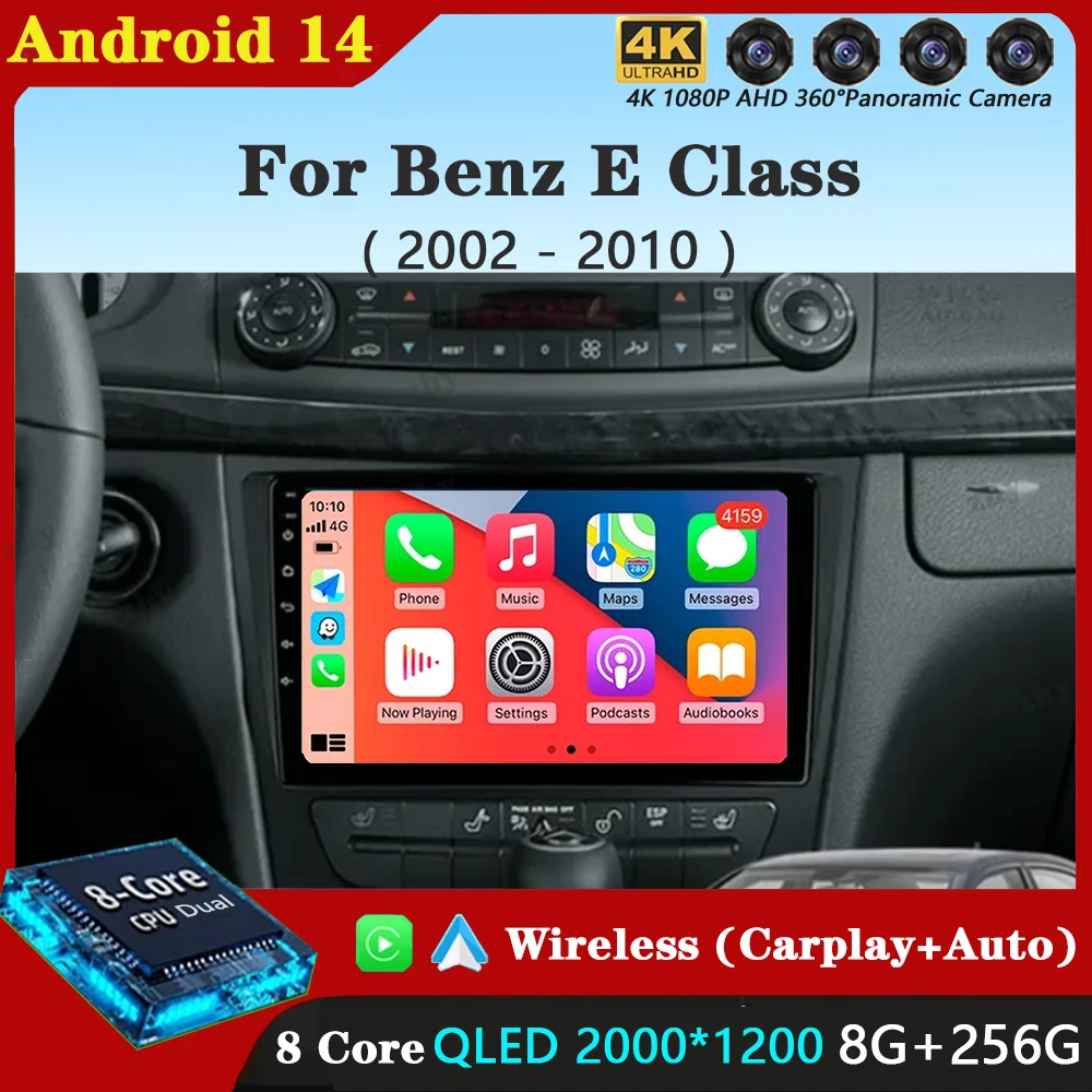 

For Mercedes Benz E Class S211 W211 CLS Class C219 2002 - 2010 Android 14 Carplay Car Radio Multimedia Video Player Navigation