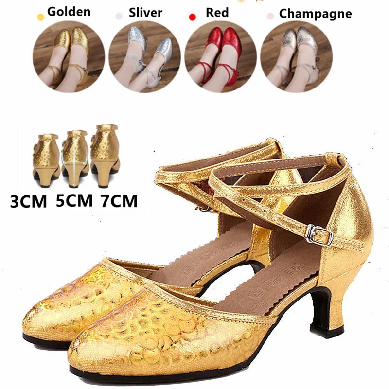 

Sparkle Glitter Latin Dance Shoes Women High Heels Ballroom Tango Salsa Dancing Closed Toe Soft Sole Party/Casual Dance Shoes