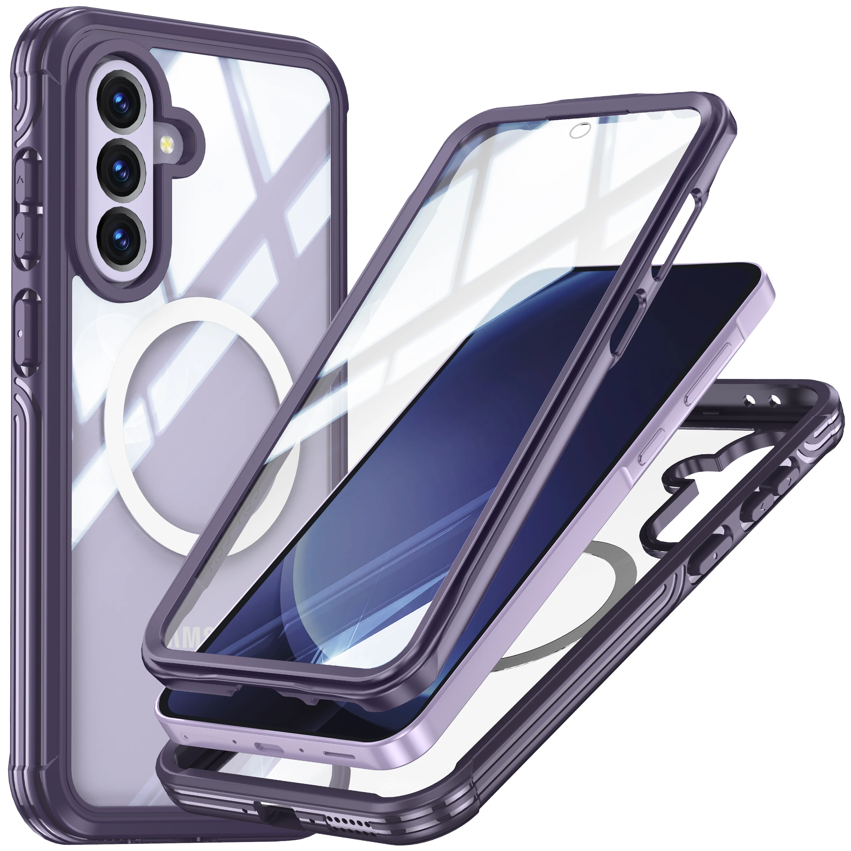

For Samsung Galaxy S25 S24 Ultra S23FE Shockproof Armor Case 360 Protect Crystal Funda for Samsung A16 A55 A36 A56 Full Body Cas