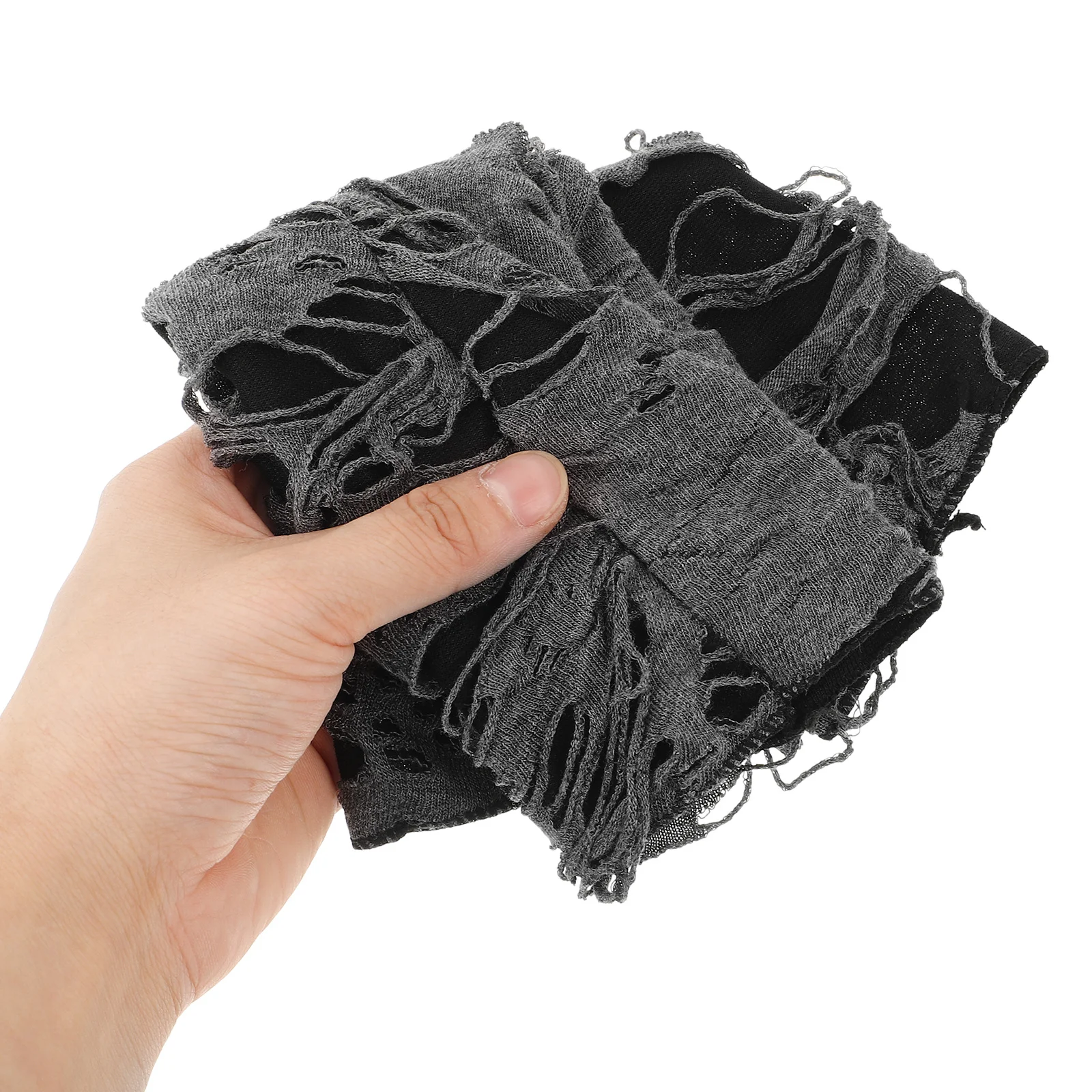 1 par de guantes Punk irregulares en negro y gris, poliéster, algodón, ajuste holgado, diseño de dedo con fugas para decoraciones para fiestas de disfraces de Halloween