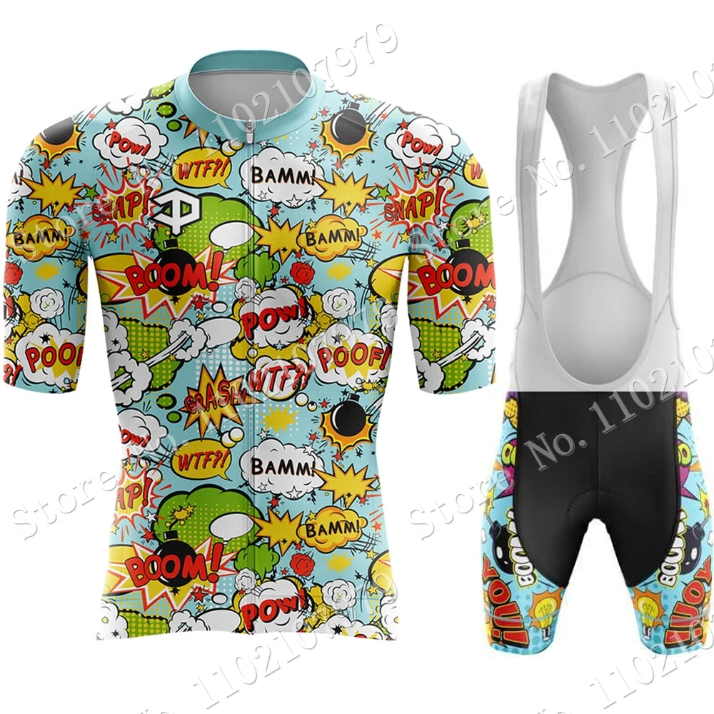 2024 Cartoon Comic Cycling Jersey Set Men Summer Boom Clothing Road Bike Shirts Suit Bicycle Bib Shorts MTB Ropa Maillot