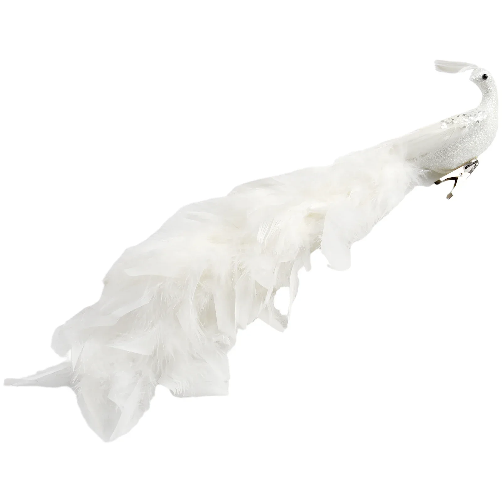 Artificial White Peacock Ornament Christmas Tree Feathered Simulation Birds  Christmas Household/Wedding/Party Decoration Suppli