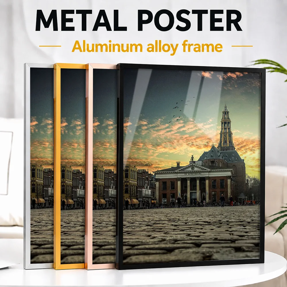 Groningen City Of Bikes Metal Poster With Aluminum Alloy Frame Customized Photographic Wall Art For Living Room And Entryway