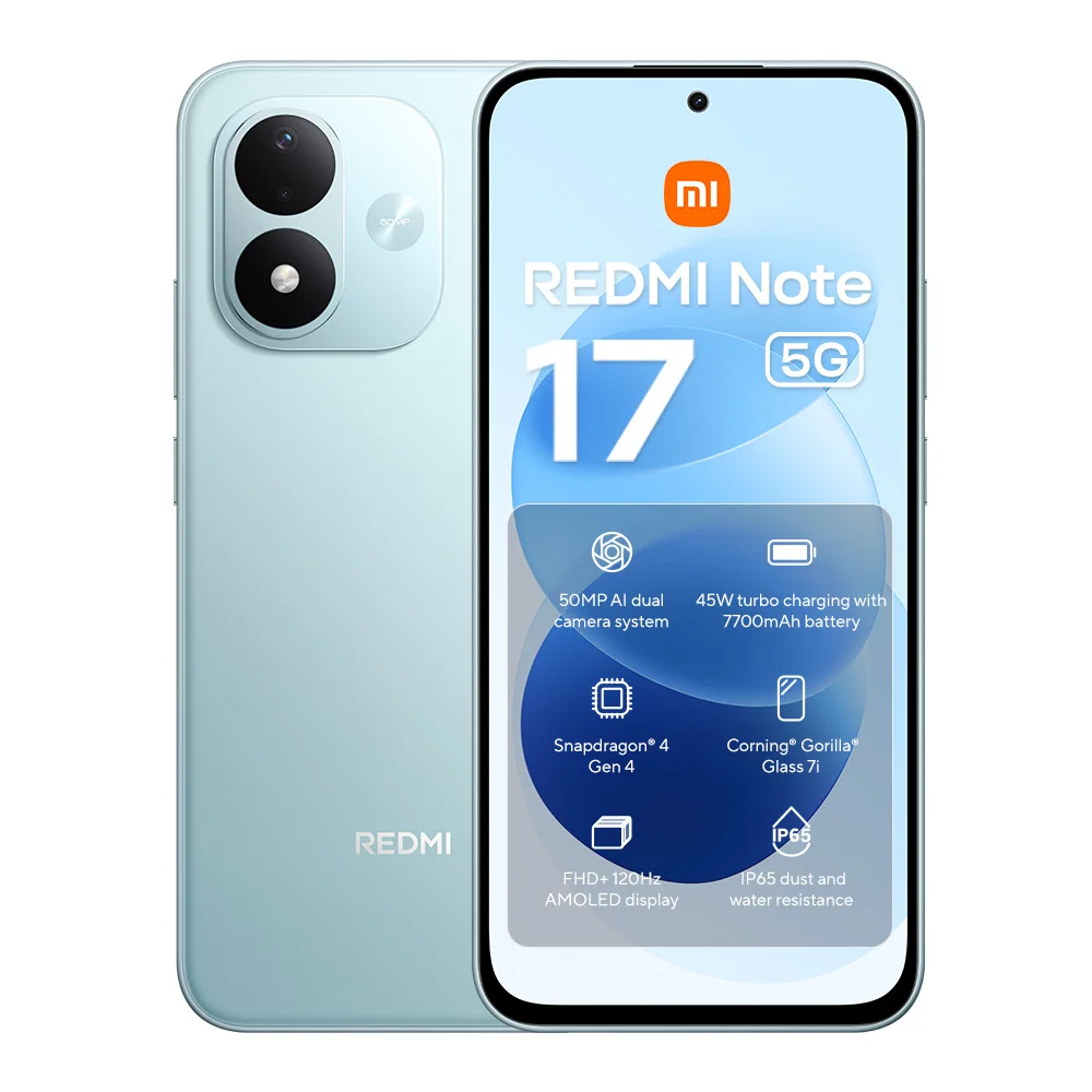 Xiaomi Redmi Note 17 5G Version Globale, Double SIM, Écran AMOLED FHD+ 120Hz de 6,99 pouces, Verre Corning Gorilla Glass 7i, Snapdragon 4 Gen4, Batter