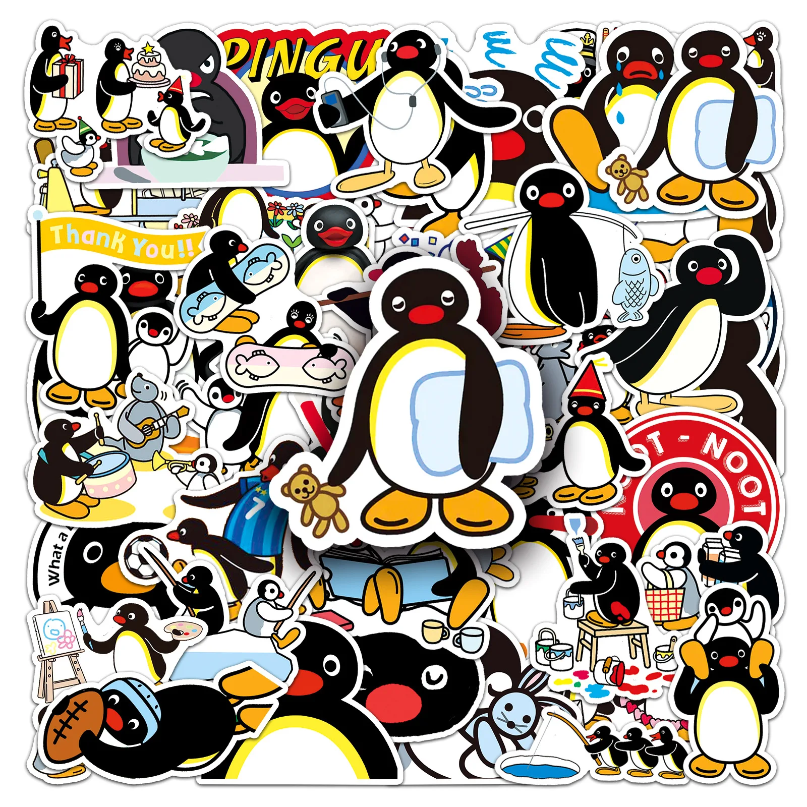 50 Stück Niedliche Pingu-Aufkleber Pingu DIY-Sticker für Scrapbooking, Handy, Gepäck, Skateboard, Wasserfeste Aufkleber