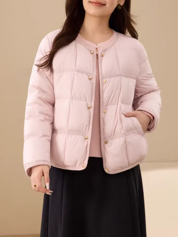 

Pink Soft Lazy Sle Loose round Ne Lightweight Cotton Jaet Women's Autumn Winter Korean Sweet Versatile Casual Cotton Coat