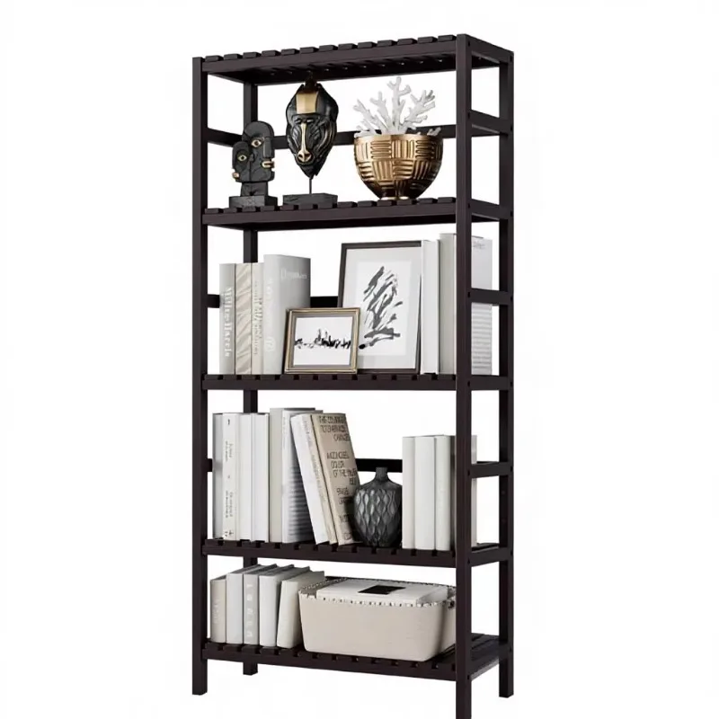 Floor-to-floor anti-dumping bookcase storage rack High adjustable shelf, suitable for bathrooms, home offices