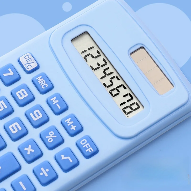 آلة حاسبة ملونة معكرونة مكونة من 8 أرقام، جهاز إلكتروني صغير محمول لامتحان الطلاب يعمل بالطاقة الشمسية