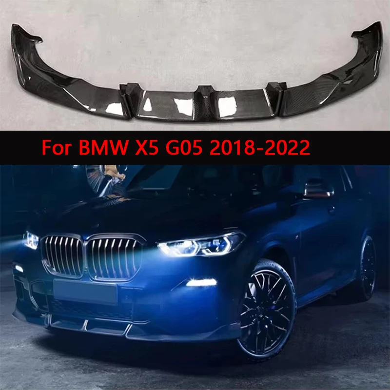 لسيارات BMW X5 G05 2018-2022 سبويلر من ألياف الكربون الجبهة حافة مصد السيارة الناشر الجبهة الشفة الجبهة الذقن المفسد L نمط طقم الجسم