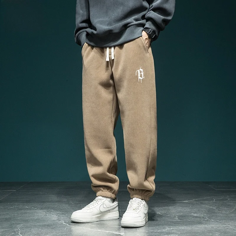 

Ultra Comfortable Fce Lined Thiened Sweatpants Men Loose Large Size American Trendy Brand Cuffed Sports Pants Winter Hea...