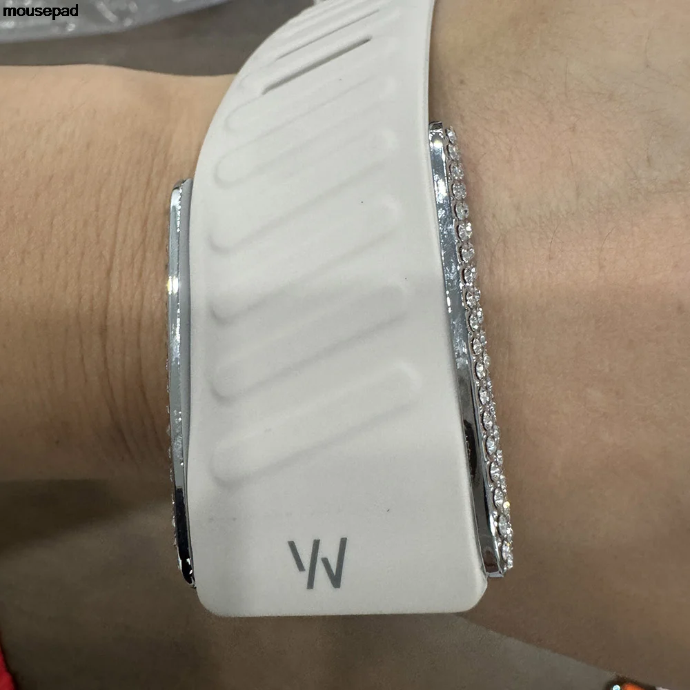 New Starlight Color Full Diamond Silver Metal U Frame Shiny Silicone Replacement Wristband Elastic Sports Strap For Whoop 5.0