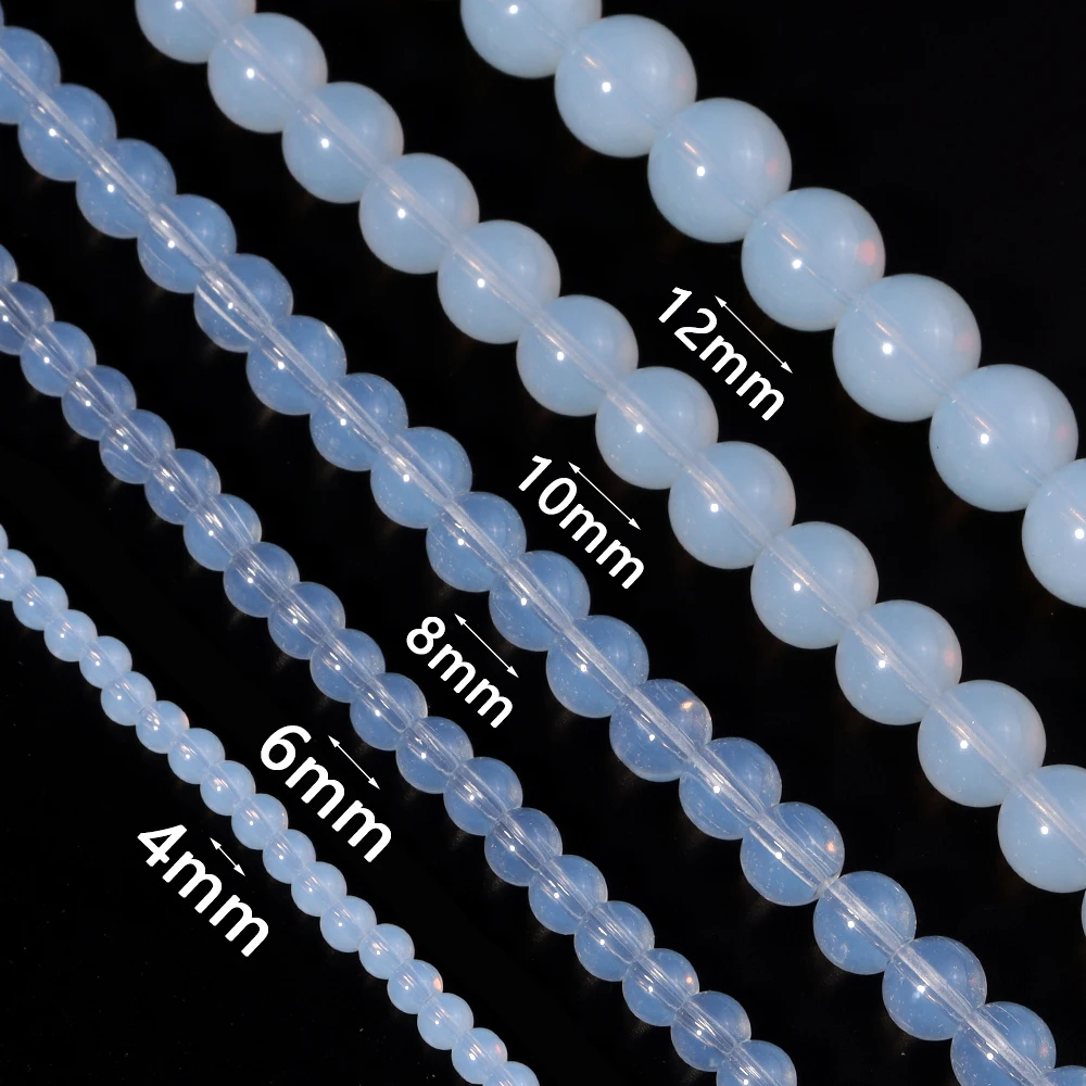 4/6/8/10/12mm White Opal Glass Beads Round Loose Spacers Beads For Jewelry Making DIY Handmade Bracelet Necklace Accessories