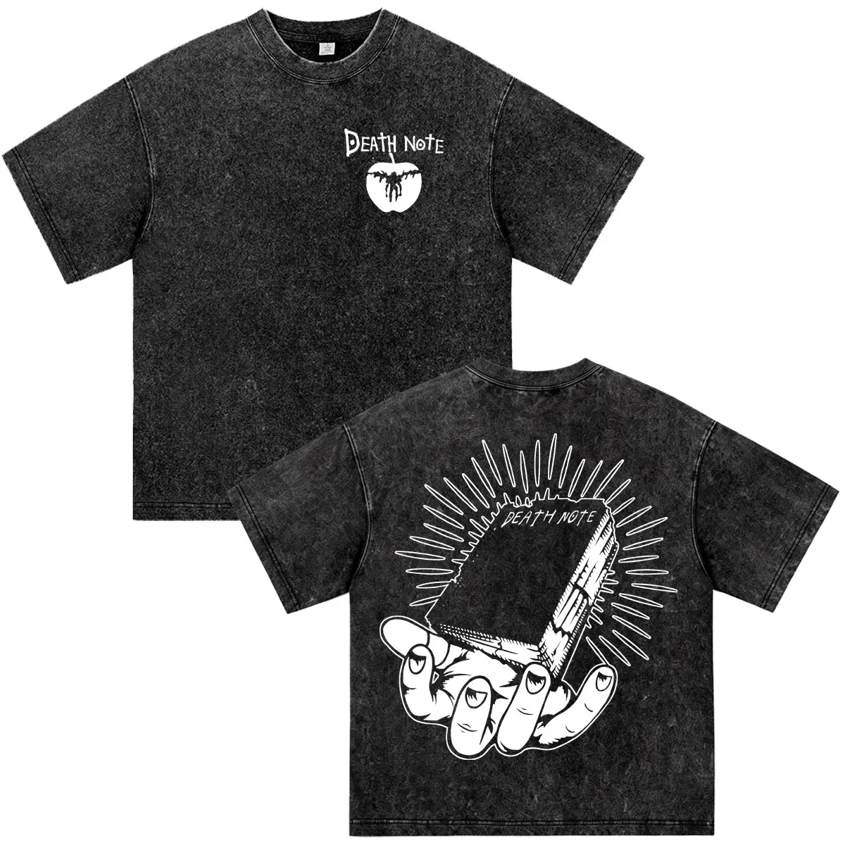 Vintage Washed Anime Death Note Yagami Light Ryuk T Shirts Men's Women Clothing Fashion Gothic Short Sleeve Oversized T-shirts