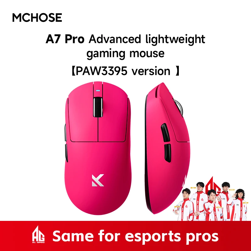HRUEDA MCHOSE A7 Pro Ultra Wireless Mouse Tri-Mode Gaming E-Sport-Maus PAW3950 Leichte 42000 dpi 8K Low Delay Ergonomie 500 mAh 6