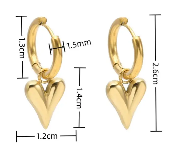 Stainless Steel Heart Pendant Earrings Women's Gift Accessories Wholesale image 4