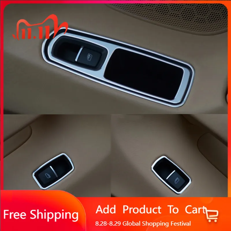 Interior Stickers Car Window Lift Button Panel Decorative Frame Trim Stickers For Porsche Panamera Cayenne Macan Interior Access