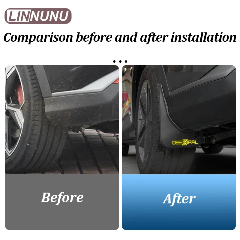 Linnunu for Deepal S07 L07 Sl03 Car Mudguards Front and Rear Four-Wheel Mud Flaps No Drilling Required with Reflective Stickers Mudguards to Prevent