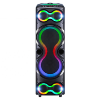 12 Inch*2 100W High Power Bluetooth Boombox with RGB LED Light Battery Subwoofer Remote Control Outdoor Mic