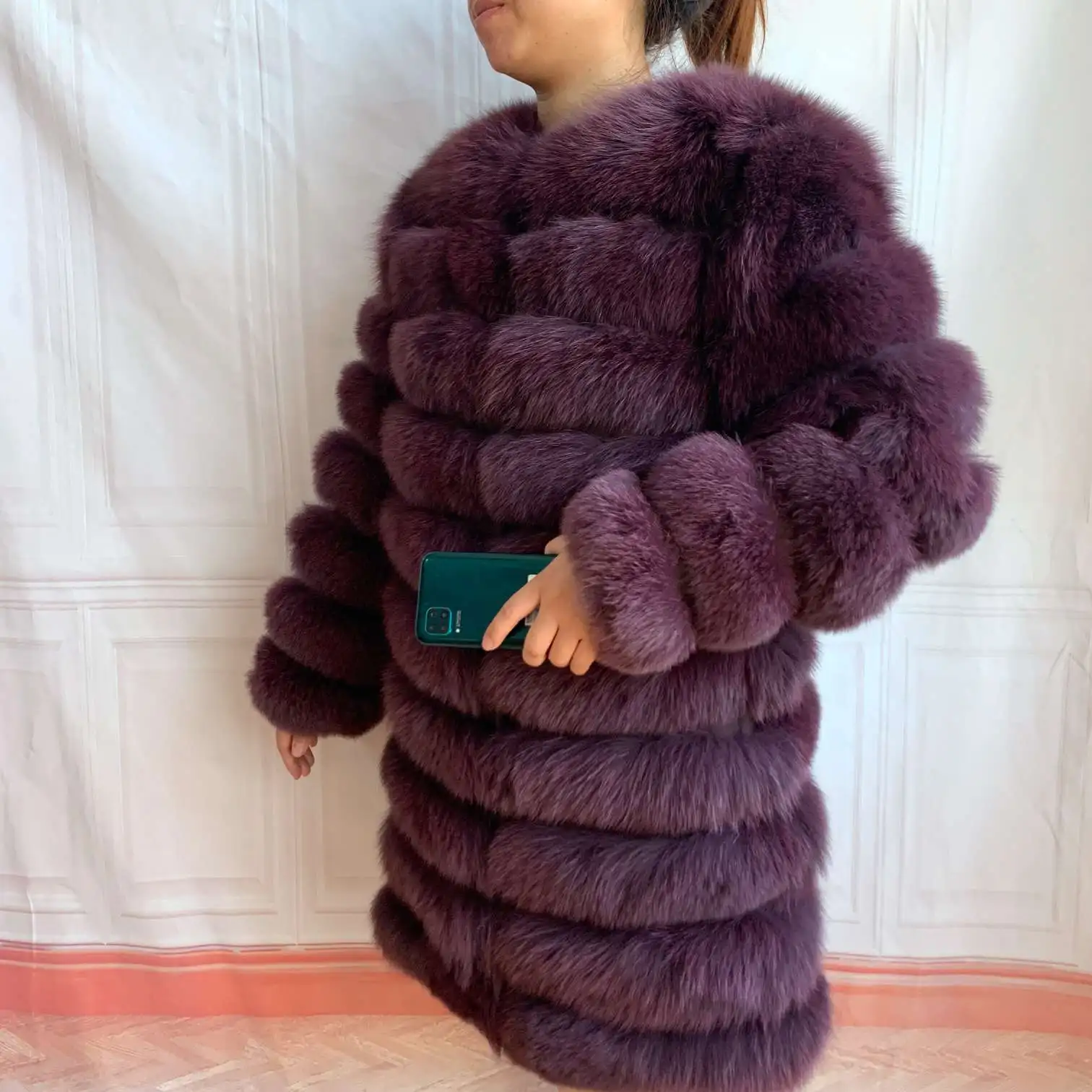 NEW 4in1 Real Fox Fur Long Coat Winter Coat for Women Jackets Vest Winter Outerwear Women Fox Fur Coat High Quality Fur Clothes