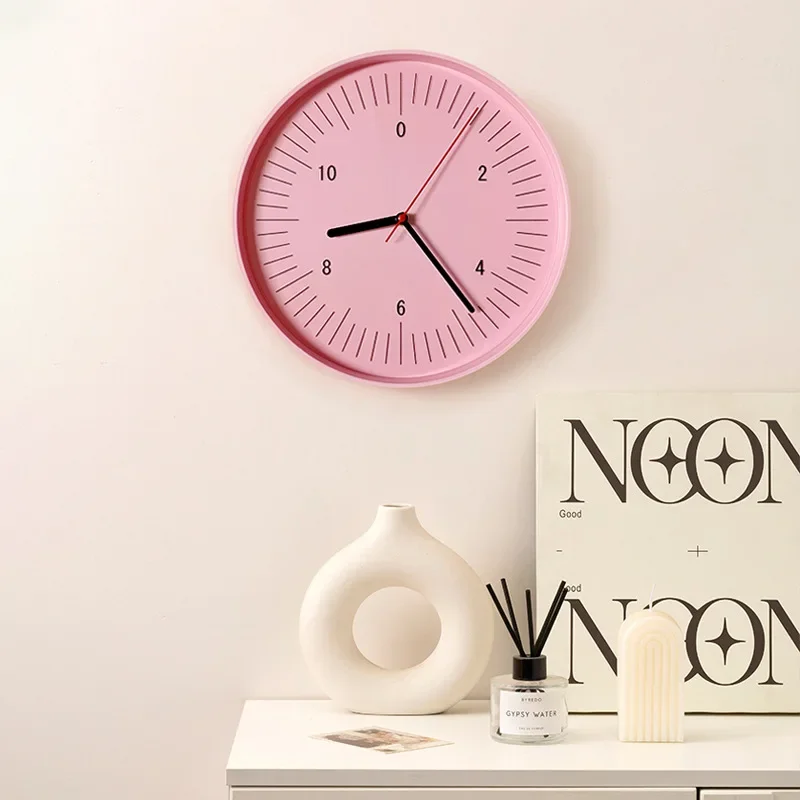 Ins Style Round Wall Clock Dopamine Decor Modern Circular Silent Non-ticking Wall-mounted Clock For Living Room Bedroom Office