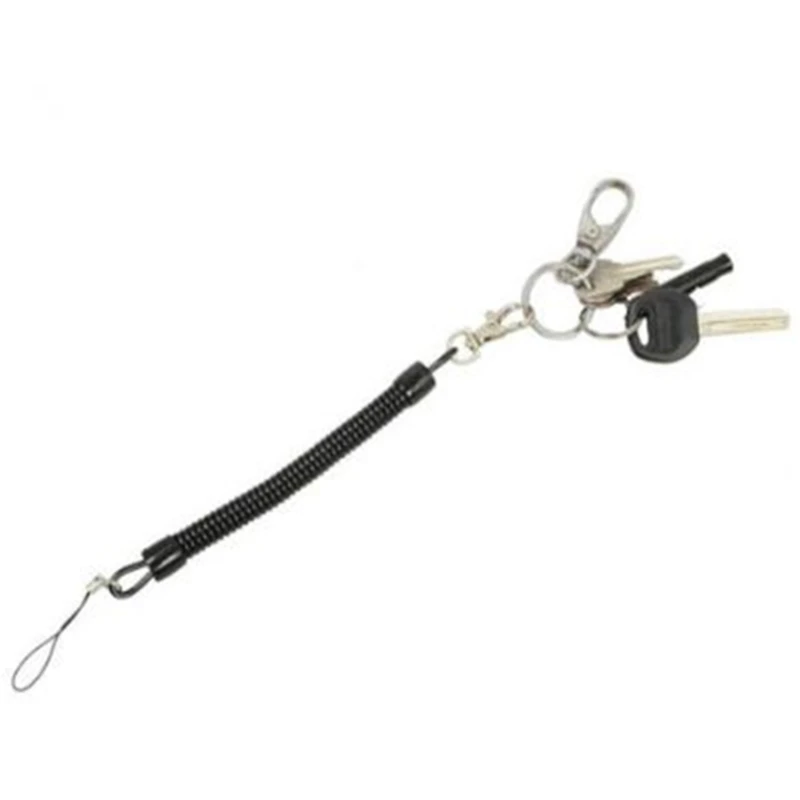 New Fashion Hot Popular Black Retractable Spring Coil Spiral Stretch Chain Key chain Key Ring Spring Rope