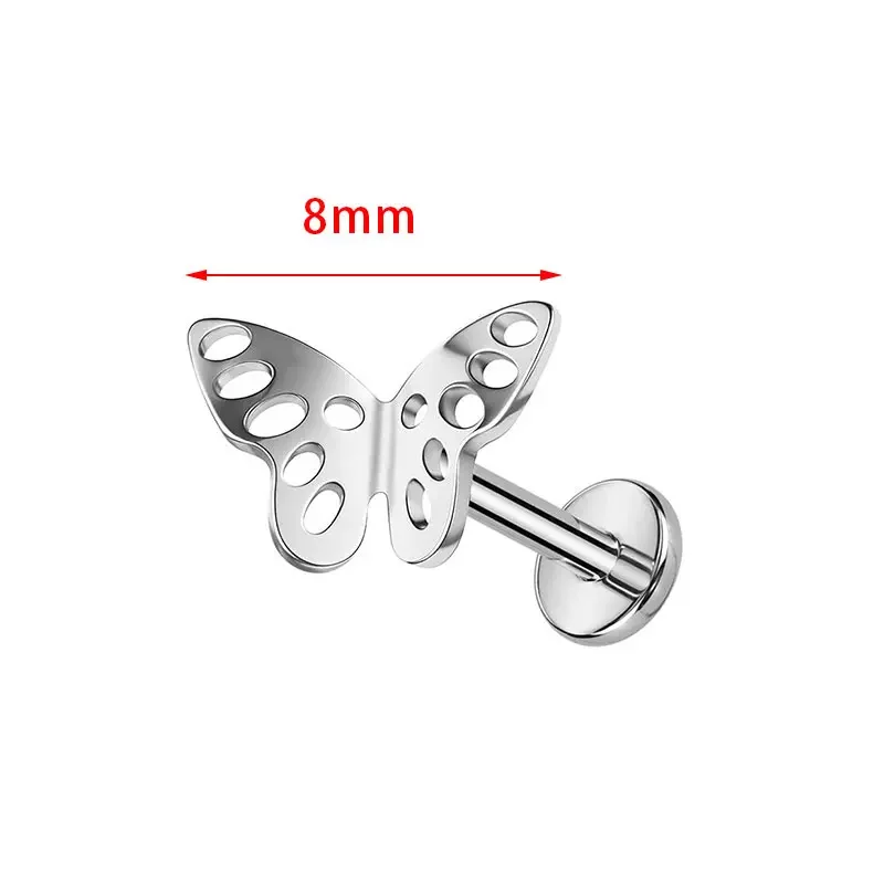 Boucles d'oreilles en titane avec filetage interne papillon creux, bijoux de crevaison humaine, ASTM F136, 16G, clous Sophia