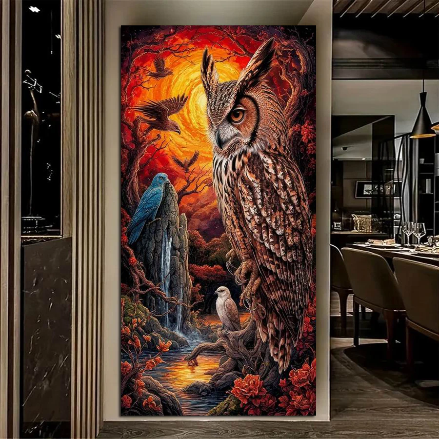 

Diy Алмазная картина, новая коллекция, сова, полная квадратная круглая дрель, большой размер, мозаика с изображением животных, вышивка, декор для стен
