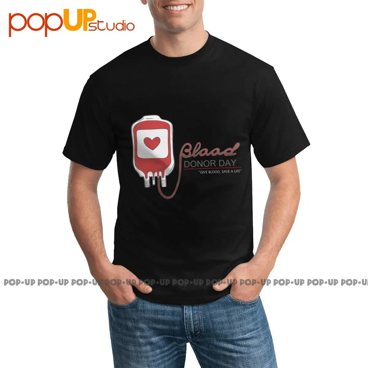 New Donor Day Give Blood Help To Save A Life T-shirt Retro Splicing Hot Selling Tee Shirt