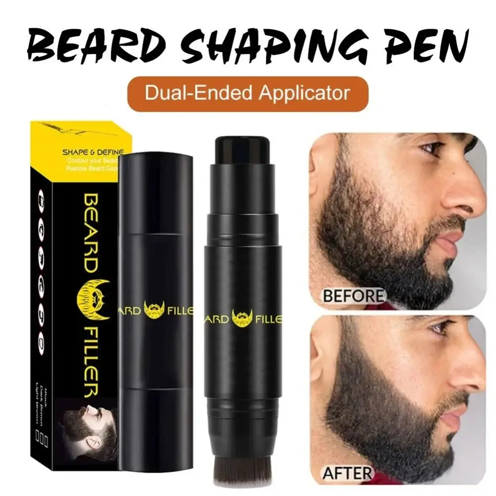 

Waterproof Beard Pencil Filler Beard Brush Enhancer Moustache Coloring Beard Filling Stamp Kit Powder and Brush 2 in 1