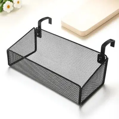 

Iron Bedside Hanging Storage Basket Organizer Holder Hanging Sundries Basket for Dorm Office Bedroom Use Dormitory Supplies