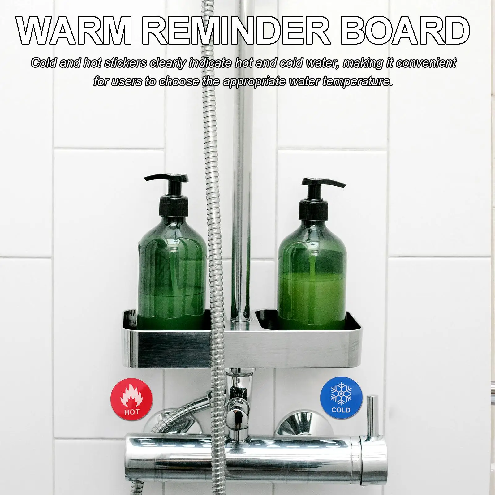 6 Pairs Self Adhesive Acrylic Cold Hot Water Temperature Indicator Hot Cold Faucet Sign Dispenser Wall Square Roadway