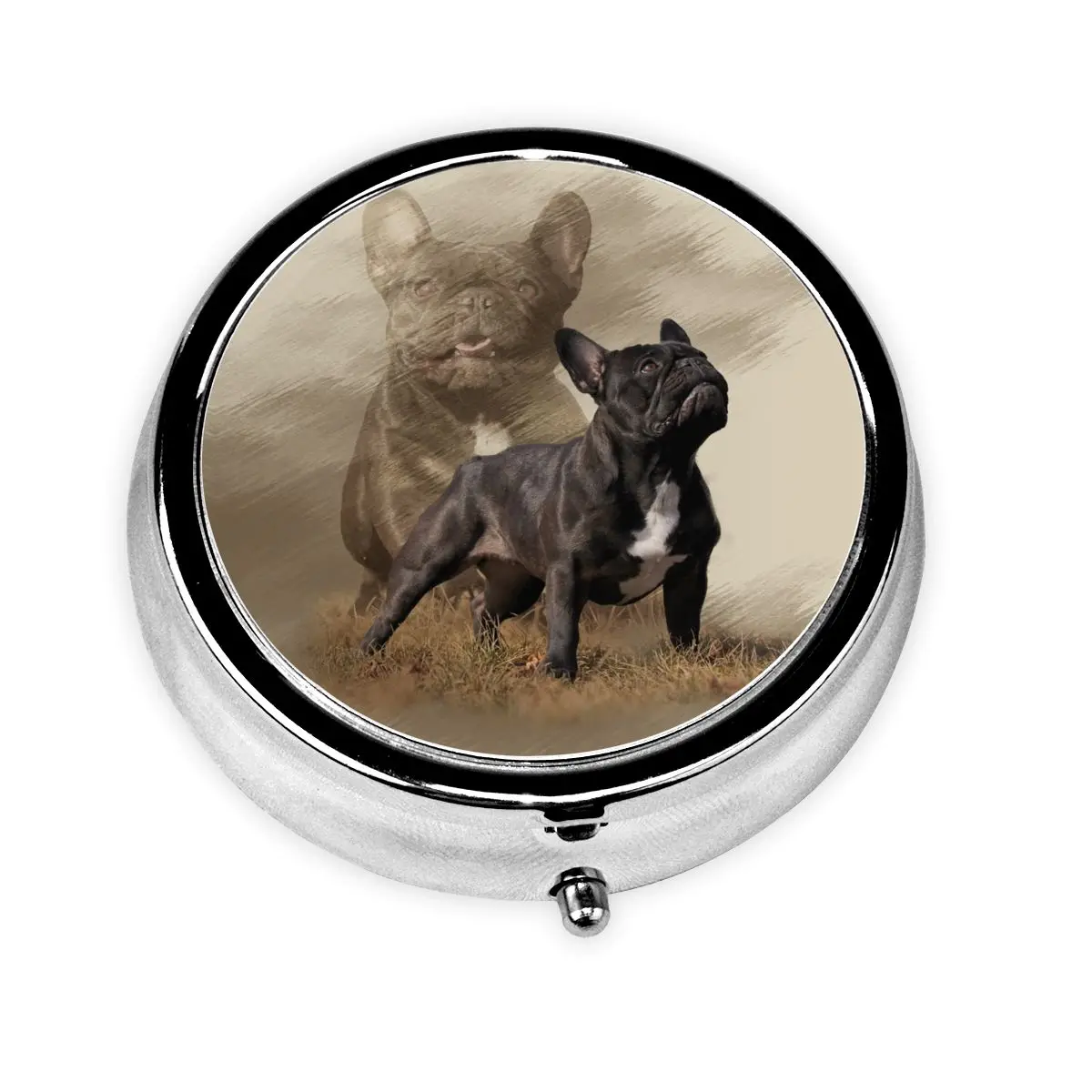 

Cool French Bulldog Small Portable Pill Cases for Purse Pet Dog Medicine Storage Case Pill Box For Travel