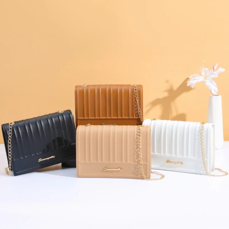 

Модная простая однотонная маленькая квадратная сумка через плечо с тиснением, высококачественная женская сумка через плечо в вертикальную полоску