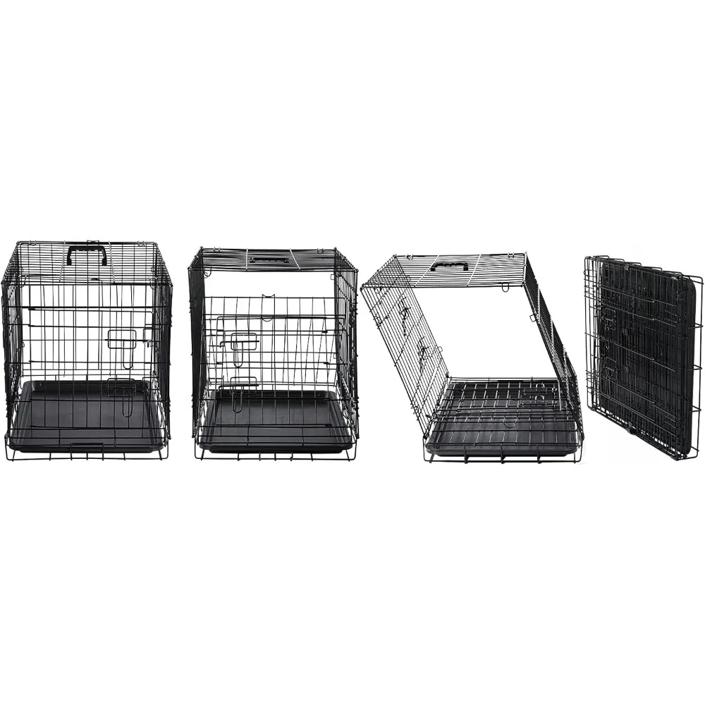 Double Door Dog Kennels & Houses for Puppy and Cats, Collapsible Metal Contour Dog Cages (30-Inch Kit), Kennels