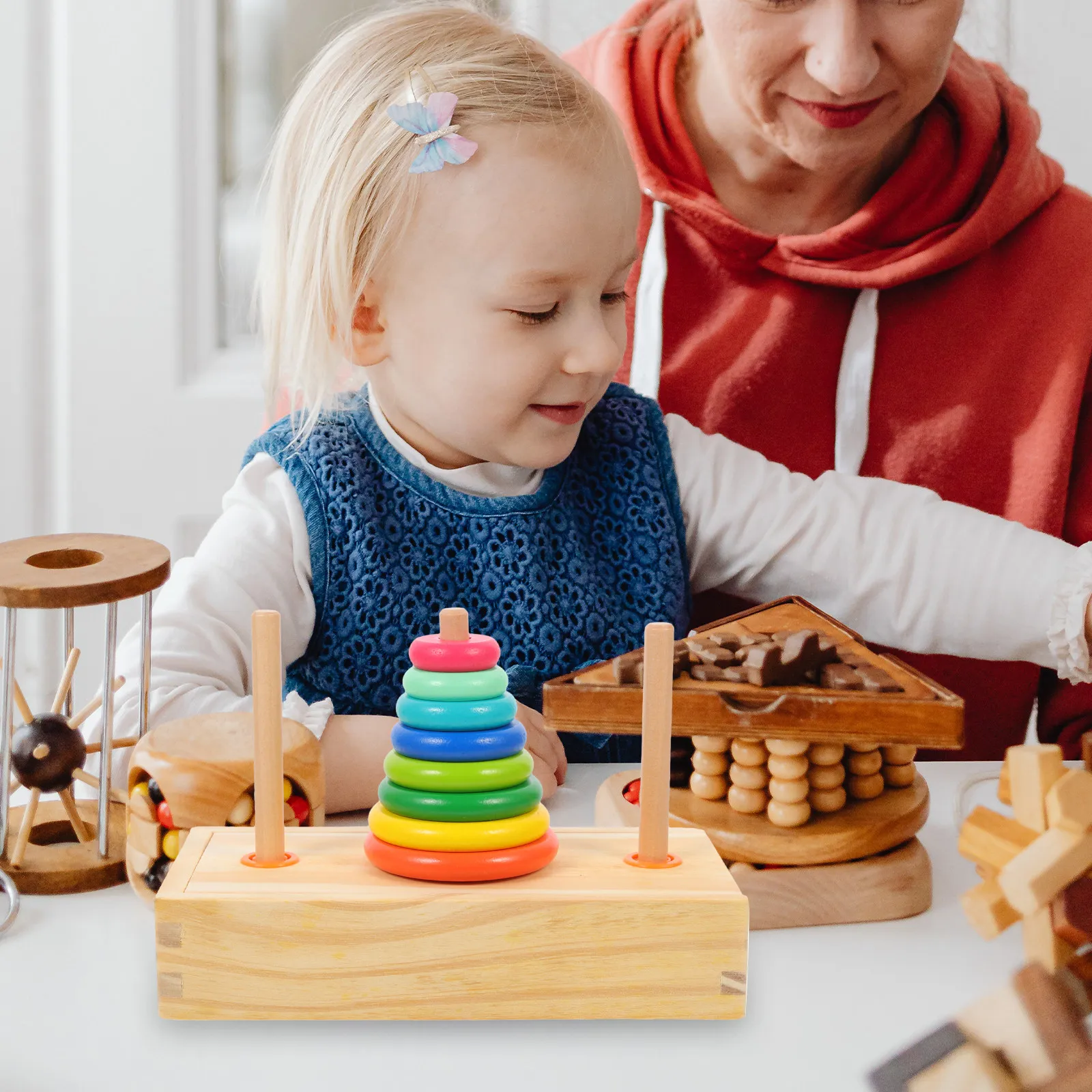 1Set Colored Educational Stacking Rings Creative Stackable Ring Game for Kids Toddlers Improve Imagination Hands-on Ability