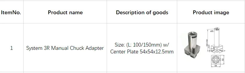 EDM Compatible Machining Parts with Center Plate 100mm/150mm Size 54x54x12.5mm Dimension for Precision Manufacturing