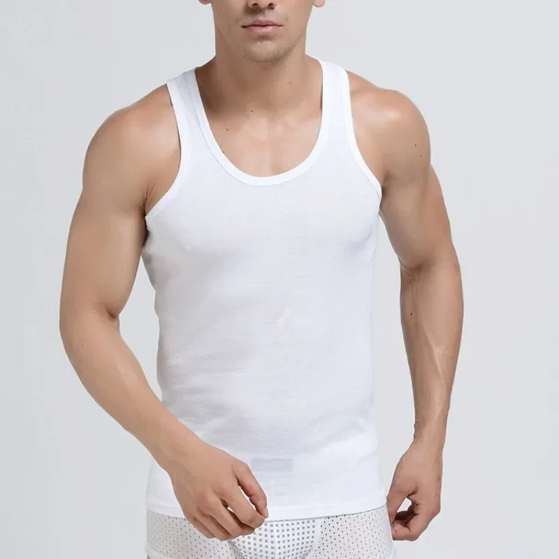 

Mens Tank Top Summer Pure Cotton Sports Fitness Bottom Tank Top