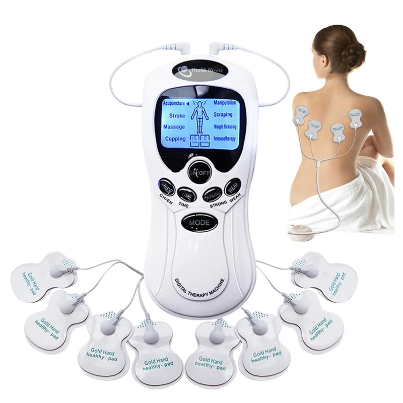 

8 Modes Electric Herald Body Massage Digital Acupuncture Cervical Therapy Machine Back Neck Leg Massager Device with Sticker Pad