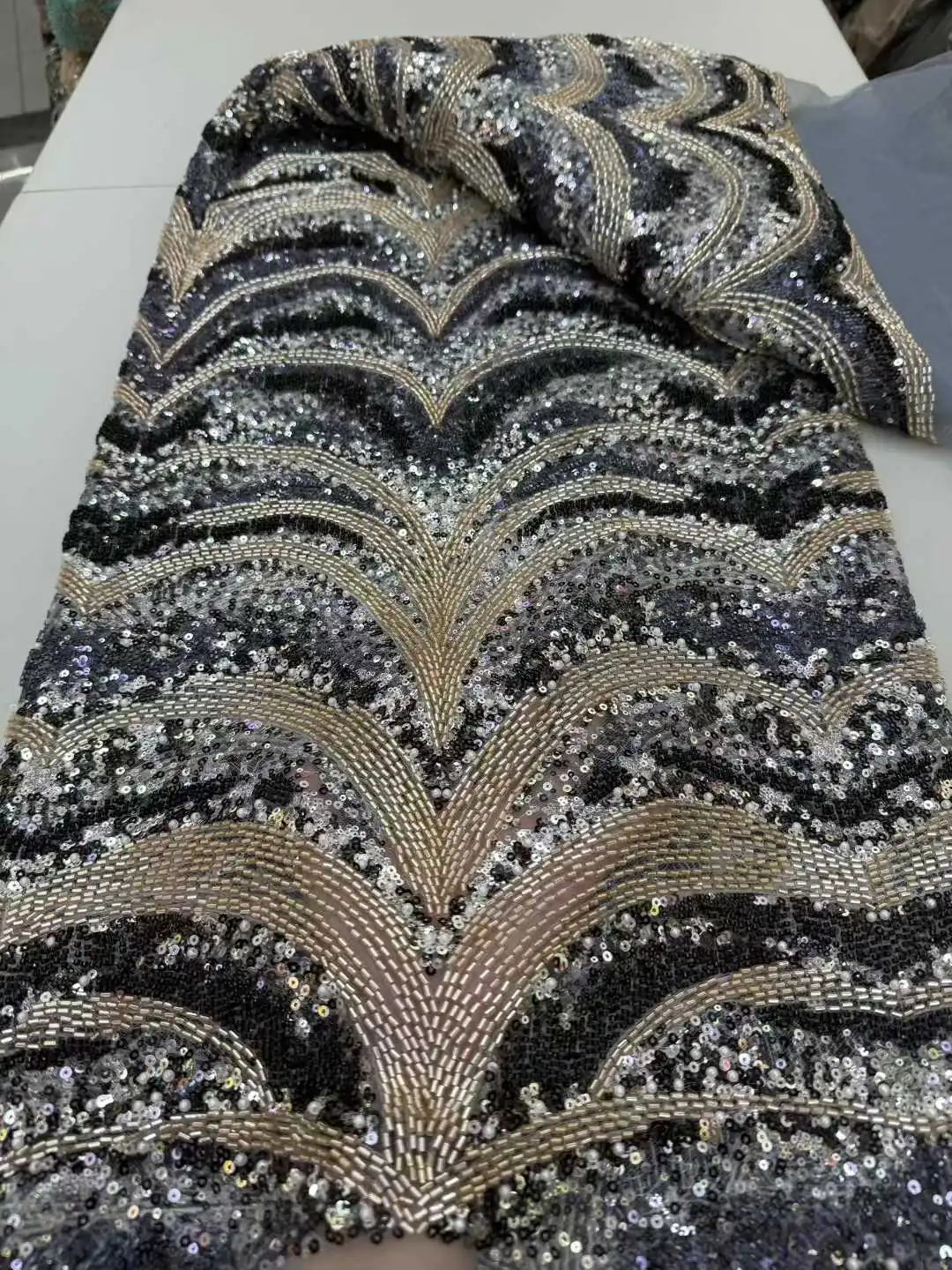 Luxury African Groom Lace Fabric Latest Nigerian Laces Fabric 2025 High Quality Lace Sequins Embroidered French For Party Dress