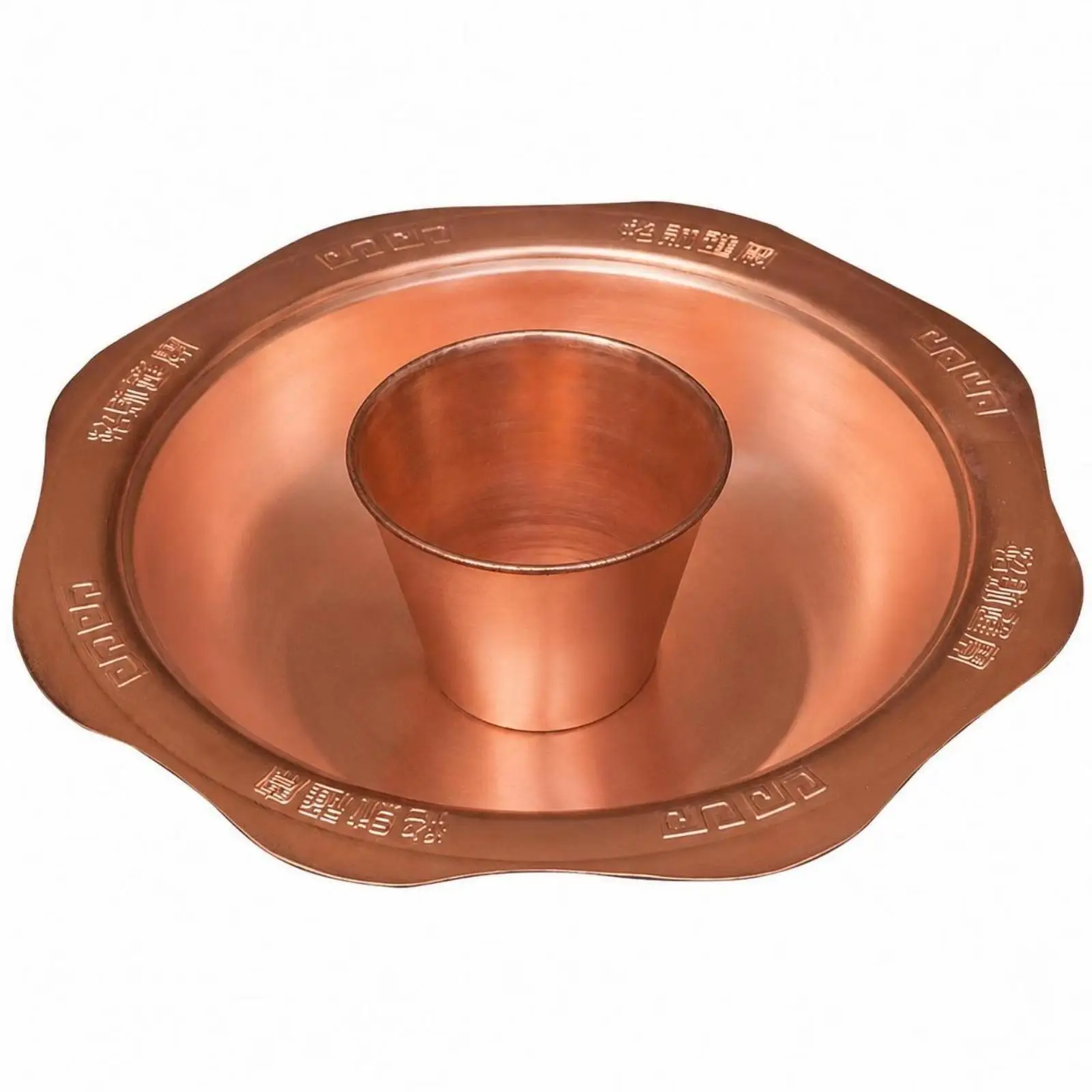 Divided Copper Hot Pot Pot for Shabu Shabu Double Layer Base Round Metal Cookware for Gas Stove Induction Cooker for Family