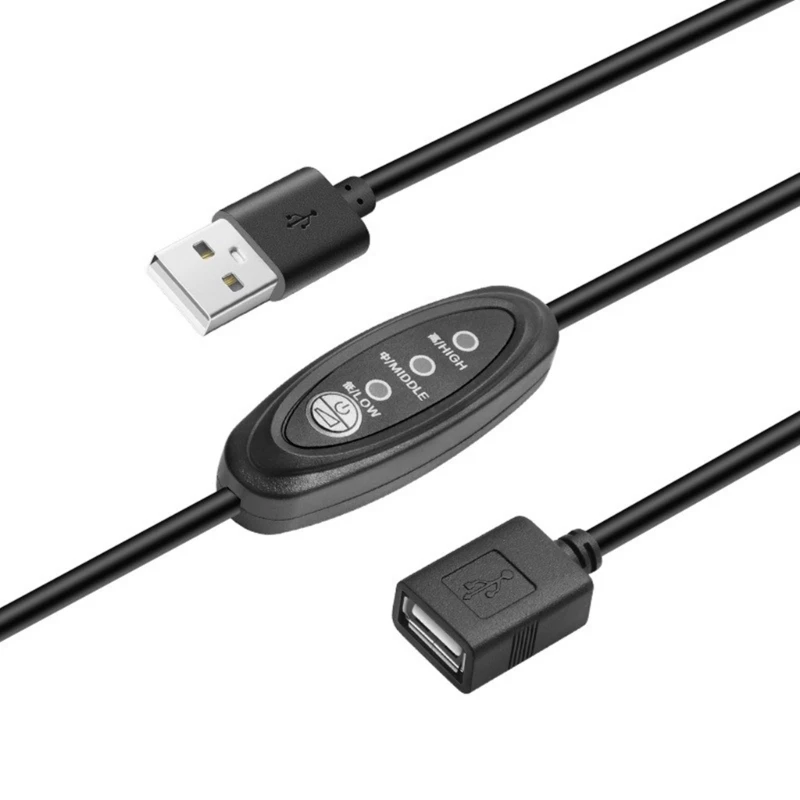 F3KE USB Cable with Extension Cable 3 Speed Control for USB Lamp USB Fan Power Supply Line USB Fan Speed Regulator Cord