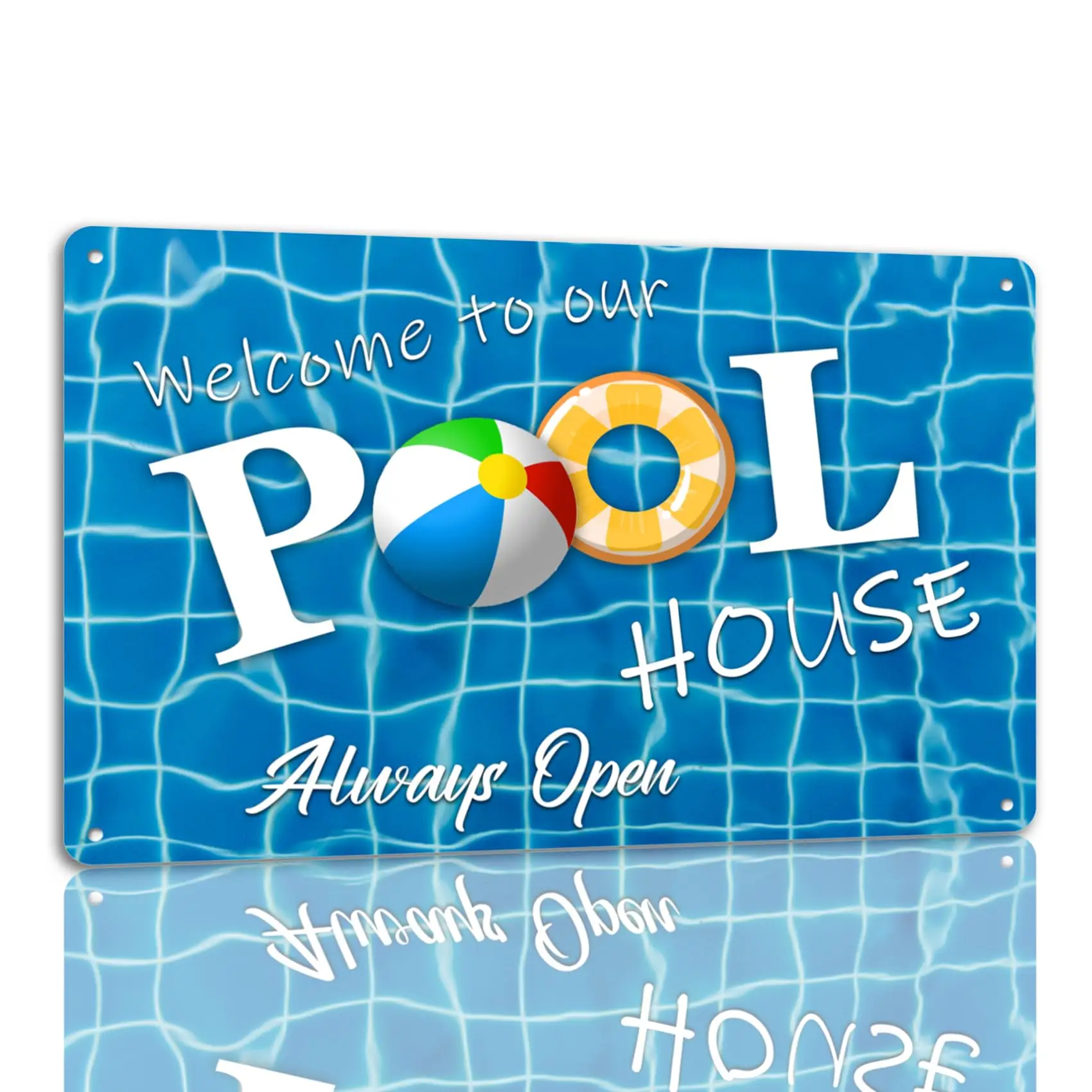 Welcome To Our Pool House Tin Sign Swimming Pool Metal Signs Funny Pool Decor For Pool Party Water Park Outdoor Decoration  sign