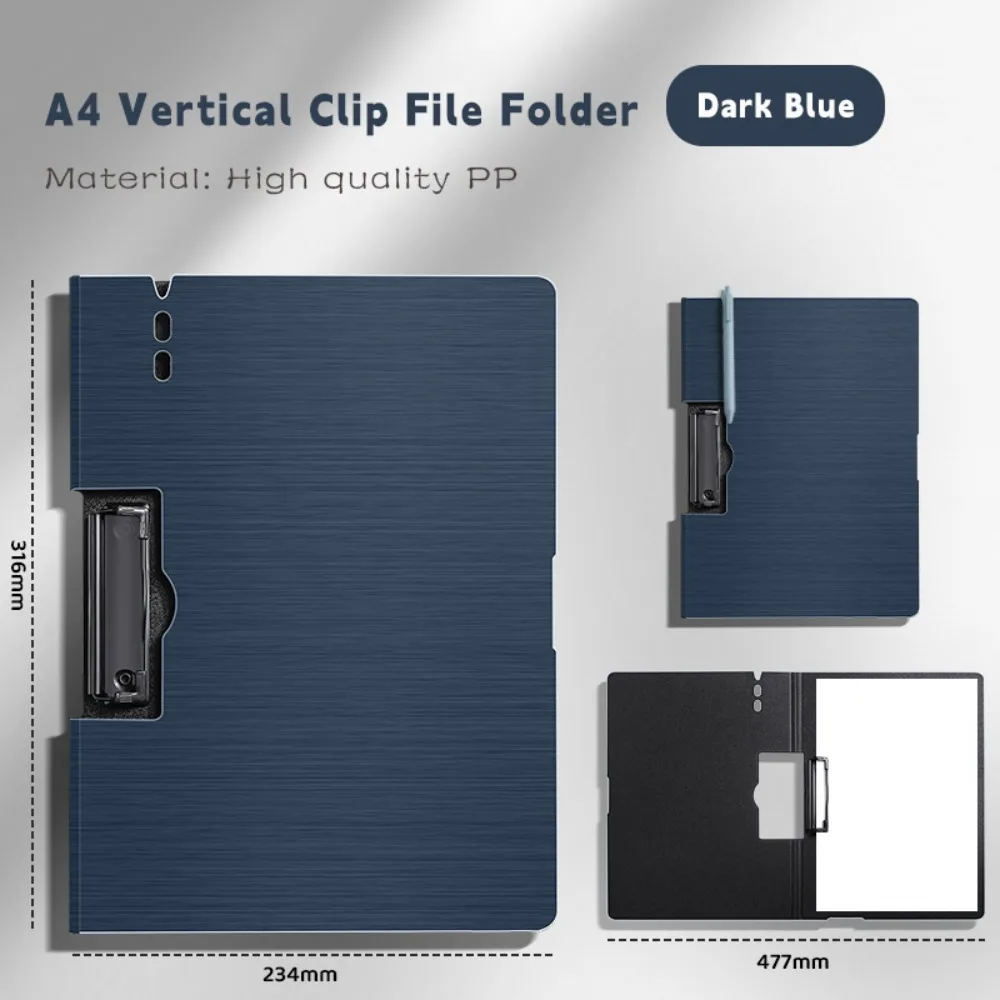 

Thickened PP A4 File Folder Retro Color Test Paper Storage Writing Pad Horizontal/Vertical Clip Clipboard Document Management