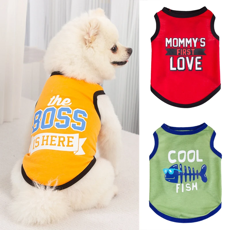 Summer Cotton Pet Vest for Small Dogs Cats Letter Print Dog T-shirts Puppy Clothing