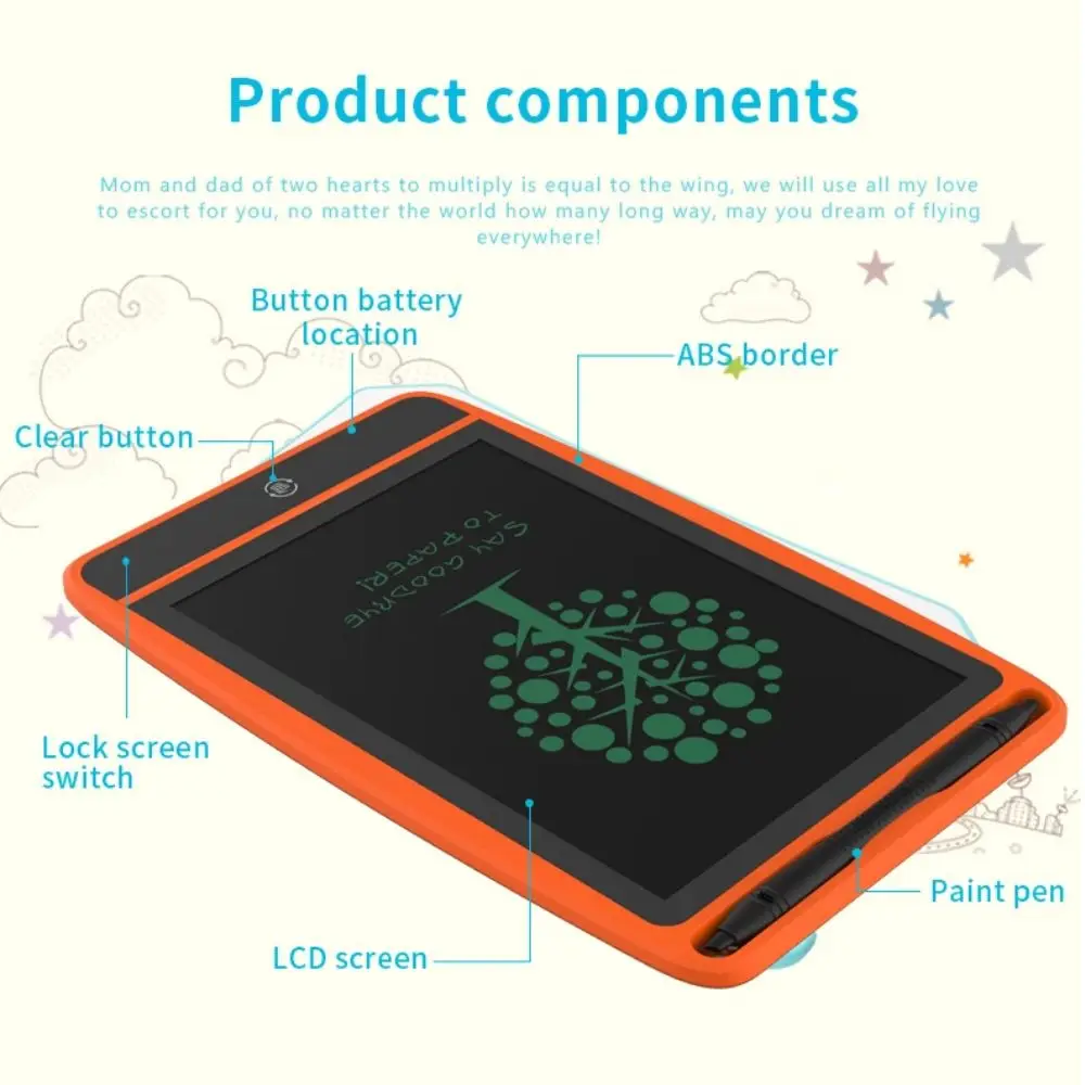 8.5 Polegada placa de desenho eletrônico lcd tela de escrita digital gráfico desenho comprimidos eletrônico almofada de escrita vital laranja