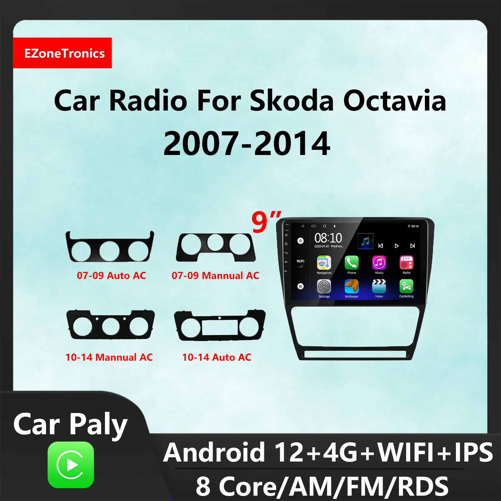 

Автомобильный радиоприемник EzoneTronics CarPlay Android для Skoda Octavia 2007-2014 GPS навигация Bluetooth плеер Автомобильная развлекательная система