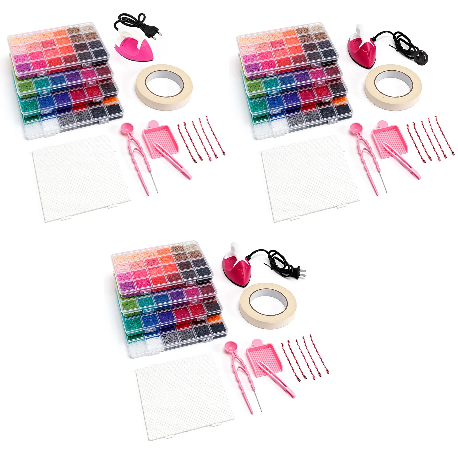 Beads Kit 96 Colors  Beads Set 2.6mm Melty Beads with 4 Pegboards Tweezers Ironing Paper Mini Iron Keychains Design  for DIY