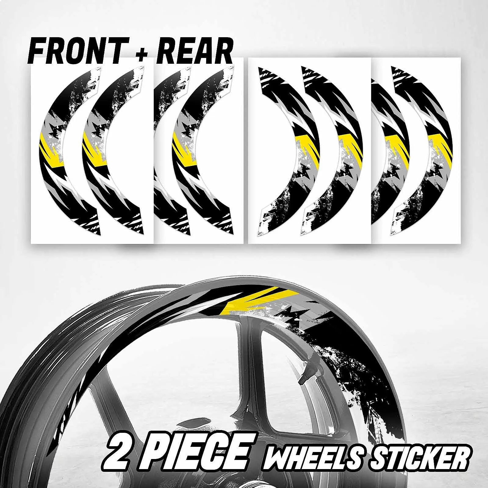 S03B Yellow 2-Piece Rim Decals Wheel Stickers For Ninja 400 EX400 18-22