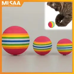 Cat Toys Ball Interactive Cat Dog Play Chewing Rattle Scratch Rainbow EVA Natural Foam Ball Training Balls Pet Toys Supplies