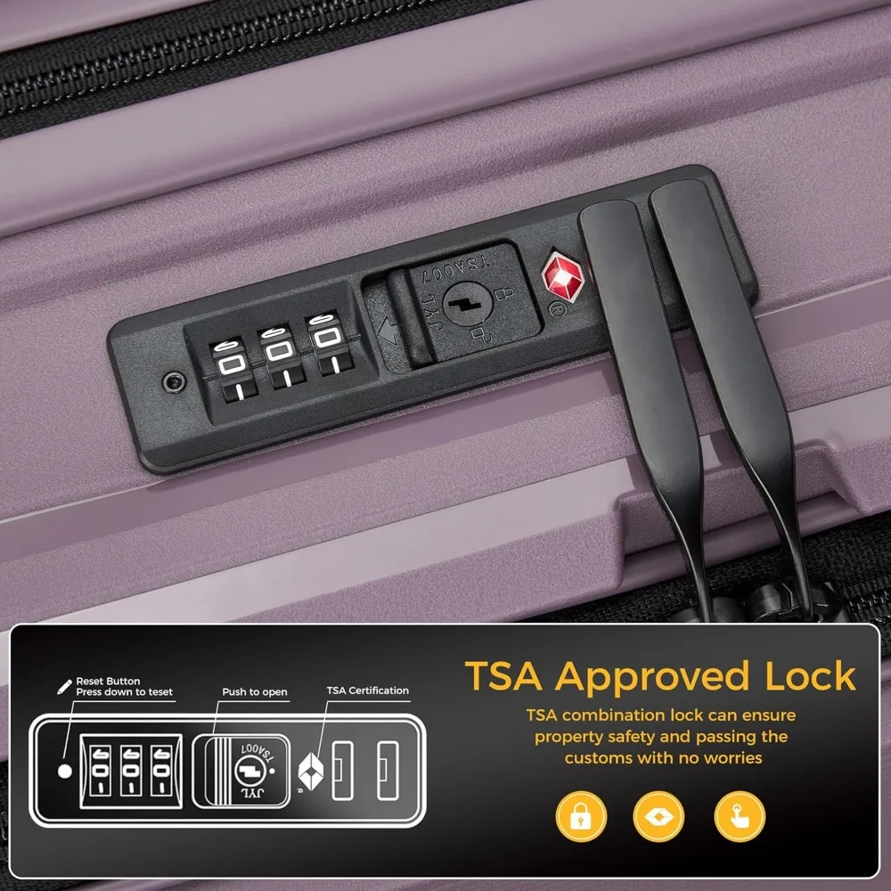 Front-Opening Expandable Hardshell Spinner Carry-On Suitcase, 22x14x9, Airline Approved, TSA Lock, Wheeled Luggage for Travel